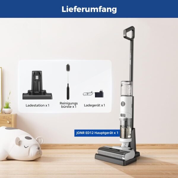 ED12 Nass- und Trockenstaubsauger, selbstreinigender kabelloser Bodenreiniger, leichter Mopp für Hartböden, Tierhaare, Essensreste, Rundum-Reinigung ohne Auslass - Image 4
