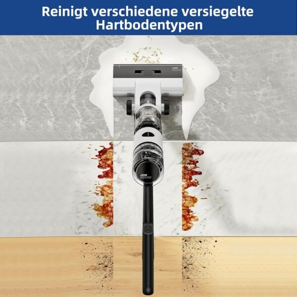 ED12 Nass- und Trockenstaubsauger, selbstreinigender kabelloser Bodenreiniger, leichter Mopp für Hartböden, Tierhaare, Essensreste, Rundum-Reinigung ohne Auslass - Image 3