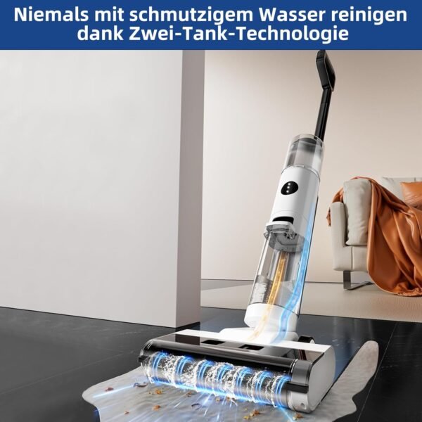 ED12 Nass- und Trockenstaubsauger, selbstreinigender kabelloser Bodenreiniger, leichter Mopp für Hartböden, Tierhaare, Essensreste, Rundum-Reinigung ohne Auslass - Image 7