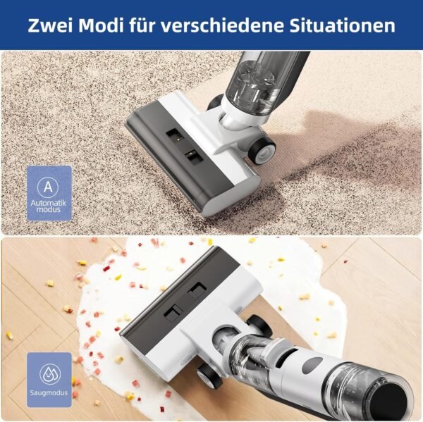 ED12 Nass- und Trockenstaubsauger, selbstreinigender kabelloser Bodenreiniger, leichter Mopp für Hartböden, Tierhaare, Essensreste, Rundum-Reinigung ohne Auslass - Image 5